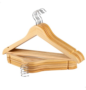 Max Home Pack 10 perchas de madera color natural