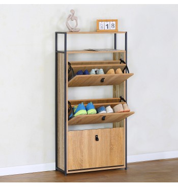 Max Home Mueble zapatero recibidor madera y acero 3... 2