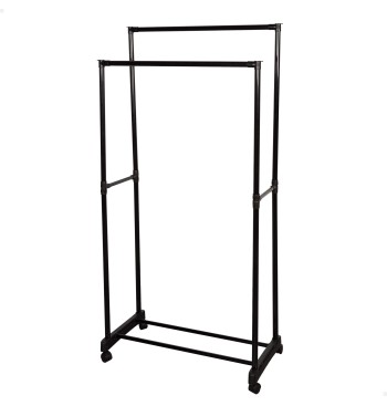 Max Home Burro ropa doble con ruedas y zapatero 75x40x157 cm