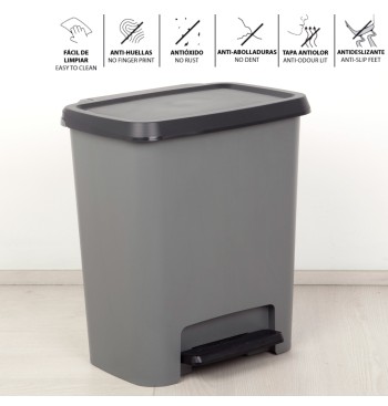 Curver Cubo de basura Compatta 25L gris 2