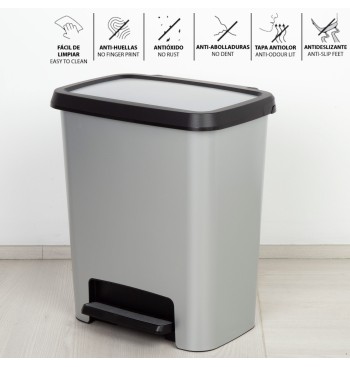 Curver Cubo de basura Compatta 25L metalizado 2