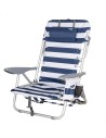 Silla playa baja XL multiposición 50x45x76 cm rayas marineras con bolsillo y cojín