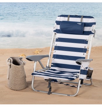 Silla playa baja XL multiposición 50x45x76 cm rayas... 2