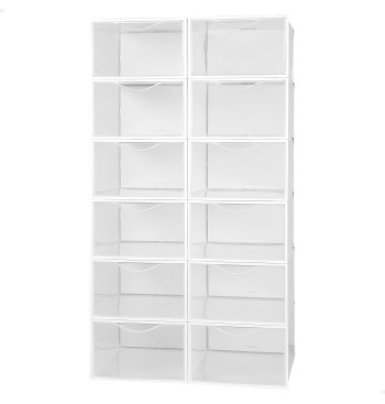 Max Home Pack 12 cajas zapatos transparentes, apilables y...