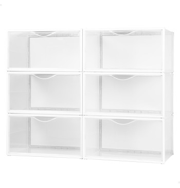 Max Home Pack 6 cajas zapatos transparentes, apilables y...