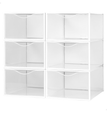 Max Home Pack 6 cajas zapatos transparentes, apilables y...