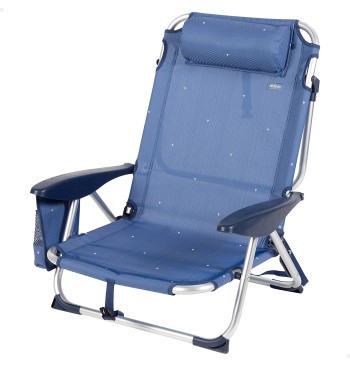 Silla playa baja XL multiposición 51x45x76 cm azul marino