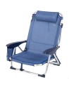 Silla playa baja XL multiposición 51x45x76 cm azul marino