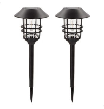 Set 2 balizas LED solares luz cálida 6 lúmenes IP44