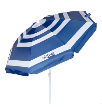 Sombrilla playa 8 varillas 180 cm rayas azul marino
