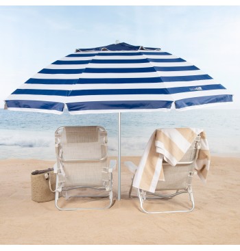 Sombrilla playa antiviento 8 varillas 240 cm rayas marineras 2