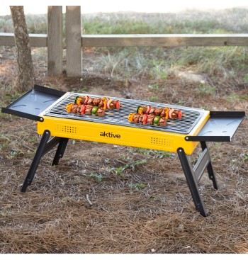 Barbacoa portátil carbón con bandejas 89x33x33 cm 2