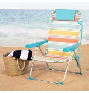 Silla playa multiposición 48x60x90 cm rayas coloridas con... 2