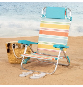 Silla playa baja multiposición 50x48x80 cm rayas... 2