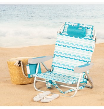 Silla playa baja XL fija 50x45x70 cm olas 2