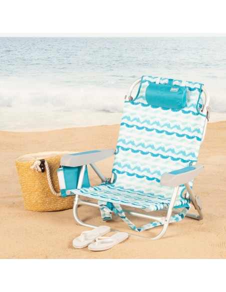 Silla playa baja XL fija 50x45x70 cm olas