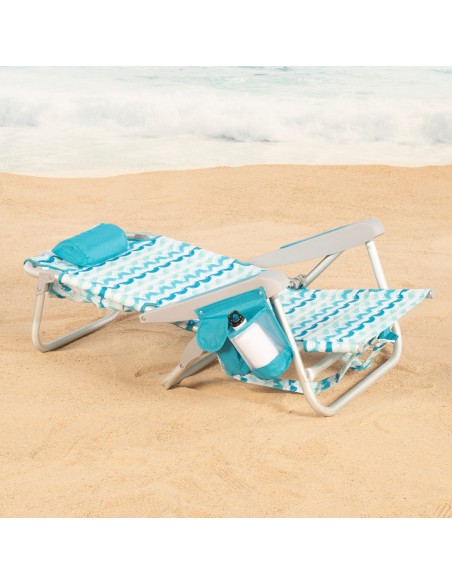 Silla playa baja XL fija 50x45x70 cm olas