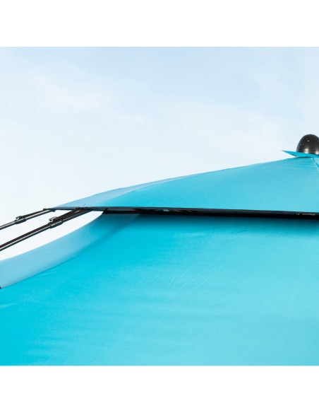 Sombrilla de playa antiviento 8 varillas 200 cm con protección UV50 azul