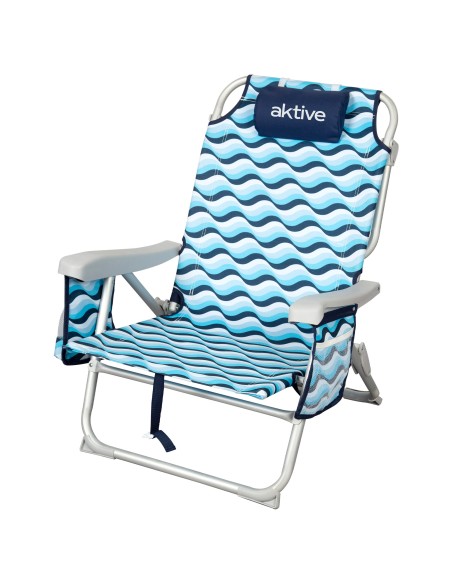 Silla playa baja XL multiposición 50x58x80 cm azul