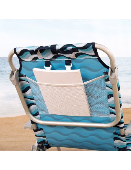 Silla playa baja XL multiposición 50x58x80 cm azul