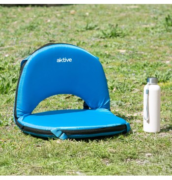 Asiento plegable camping 41x40x33 cm azul con respaldo... 2