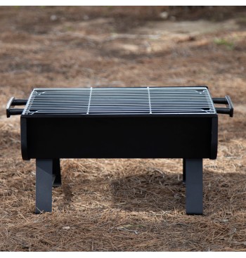 Barbacoa carbón portátil acero 45x30x25 cm con asas... 2