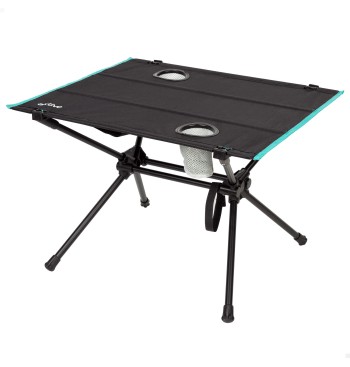 Mesa camping plegable 62x56x42 cm con portavasos negra