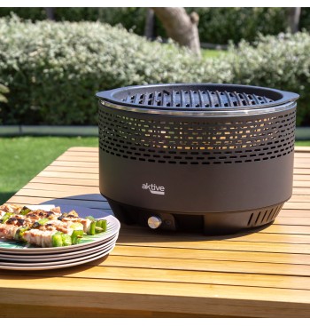 Barbacoa sin humo redonda negra 2 en 1 sobremesa Ø34 cm 2