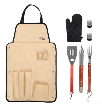 Set delantal c/6 accesorios barbacoa