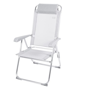 Silla plegable camping antivuelco y multiposición gris...