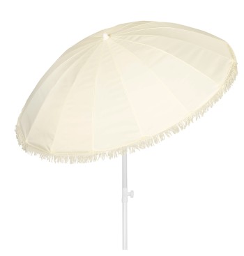 Sombrilla playa 16 varillas 200 cm beige con flecos